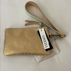 Consuela Gold Clutch Sophisticated Metallic Finish